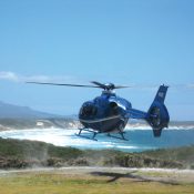 helicopter flying over Maitraya Private Retreat