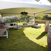 wedding marquee with wine barrels - Maitraya Luxury Private Retreat Albany